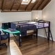 preview thumbnail 1 of 12, Industrial Modern Twin Size Gaming Mid Loft Bed with desk & LED, Maximized Space, Sturdy Construction & Safety Guaranteed Black