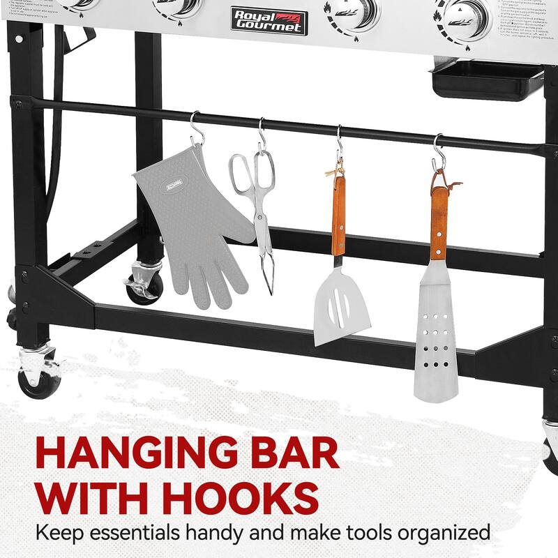 Royal Gourmet 4-Burner Portable Grill and Griddle Combo with Cover