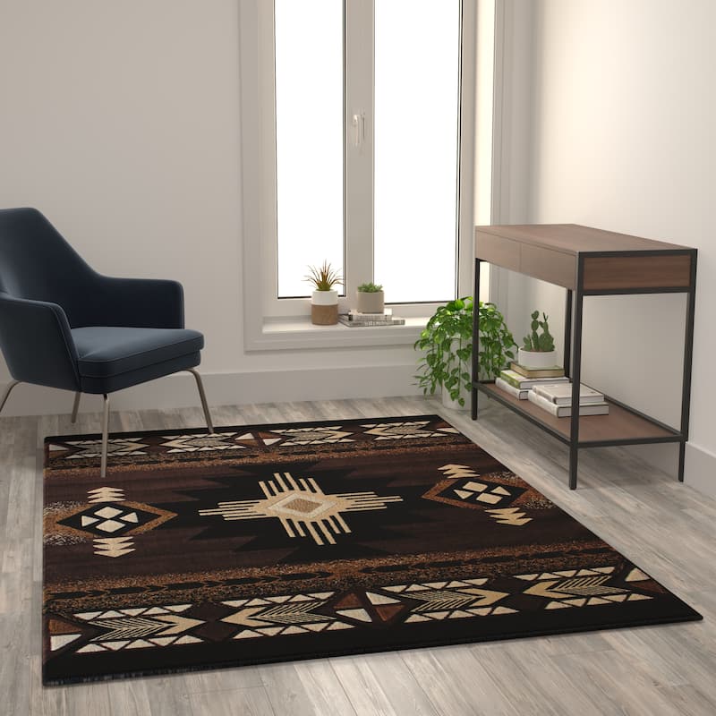 Traditional Southwestern Style Olefin Fiber Geometric Area Rug