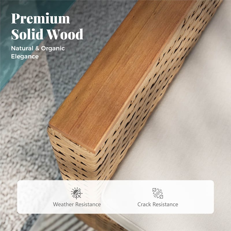 MAISON ARTS Outdoor Sofa Set，All-Weather Solid Wood Wicker Sectional Furniture Set with Dust Cover Included