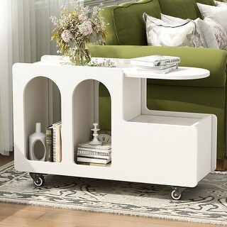 Modern End Table with Multi-layer Storage,Mobile Cream Style Side