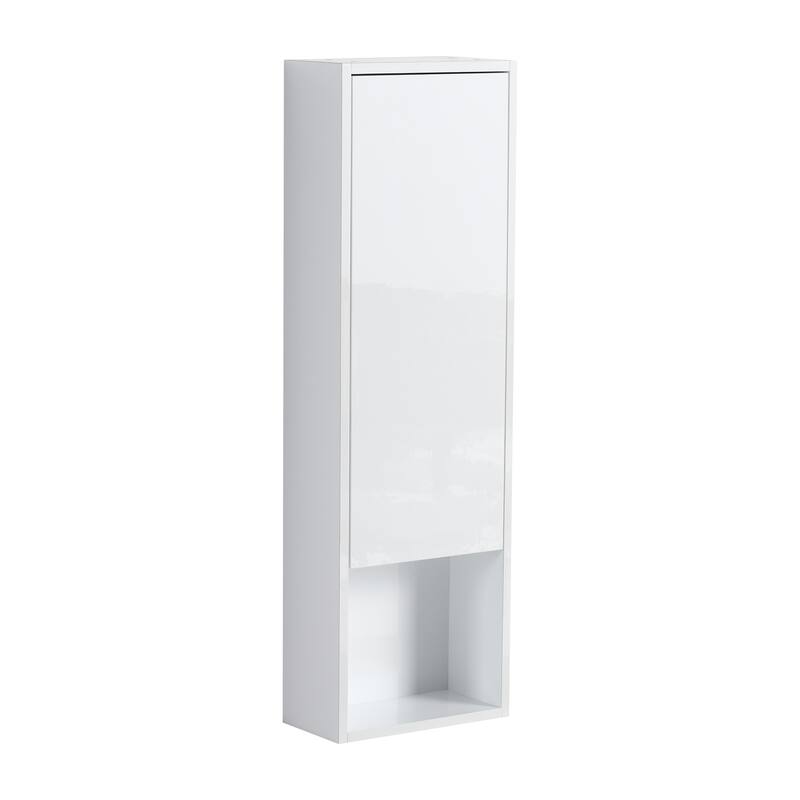 12" Bathroom Wall Cabinet, Soft Close Doors, Float Mounting Design,Glossy White
