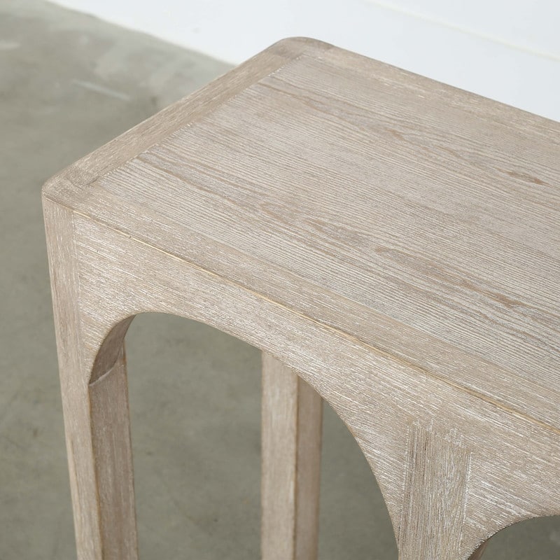 Ming Arch Console Table Whitewash 59x14x32H