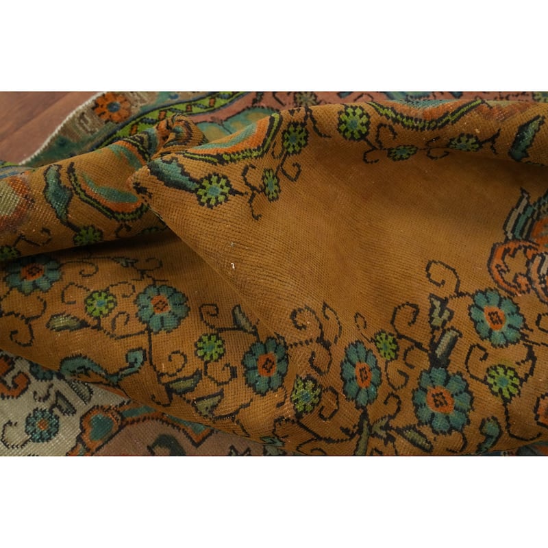 Hand Knotted Oriental 100% Wool Carpet Traditional Floral Oranges & Rust Tabriz Area Rug - 12' 3'' X 9' 3''