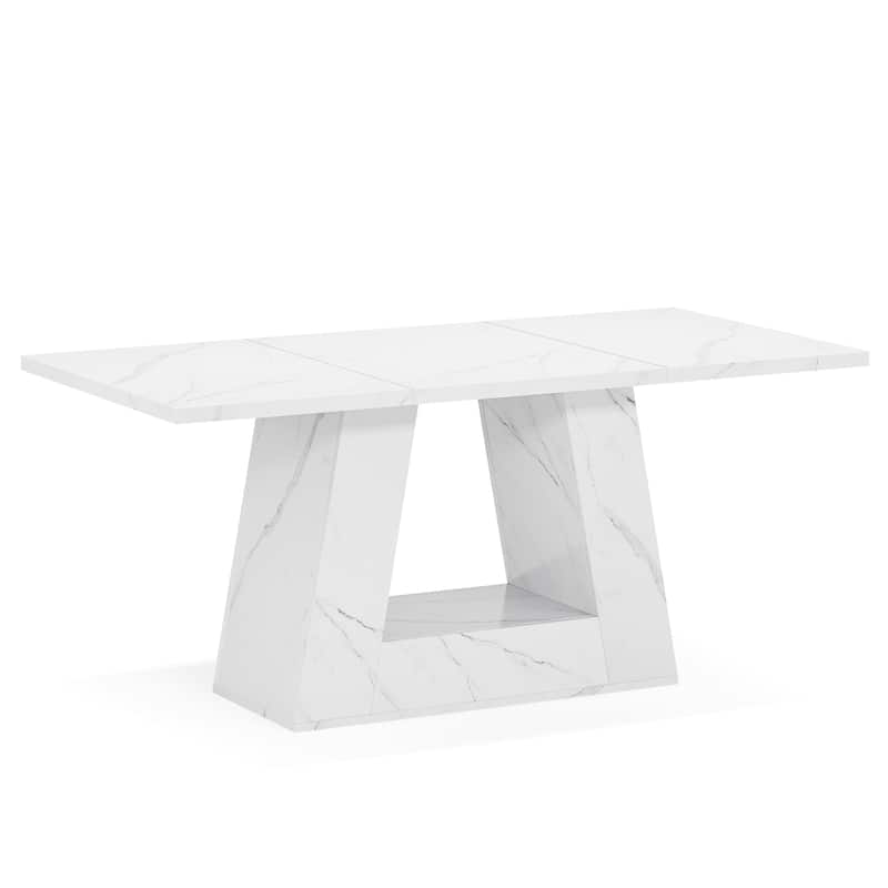 63" Modern Faux Marble Dining Table for 4-6 People - 63" L x 31.5" W x 29.53" H