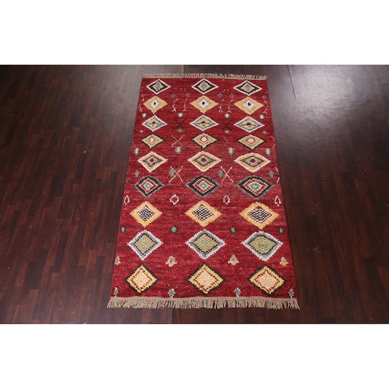 Tribal Moroccan Oriental Wool Area Rug Hand-knotted Home Decor Carpet - 5'8" x 9'8"