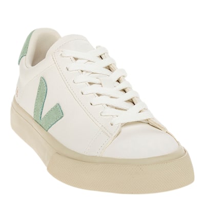 Veja Women's Campo Leather Sneakers in White and Light Green