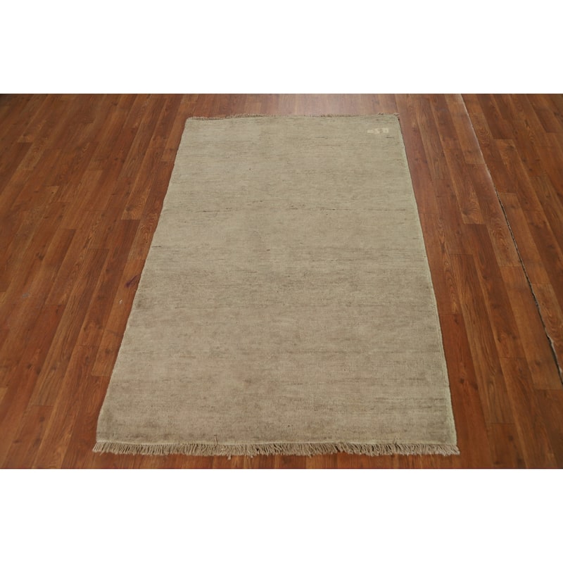 Contemporary Gabbeh Accent Rug Handmade Oriental Wool Carpet - 3'4"x 4'10"