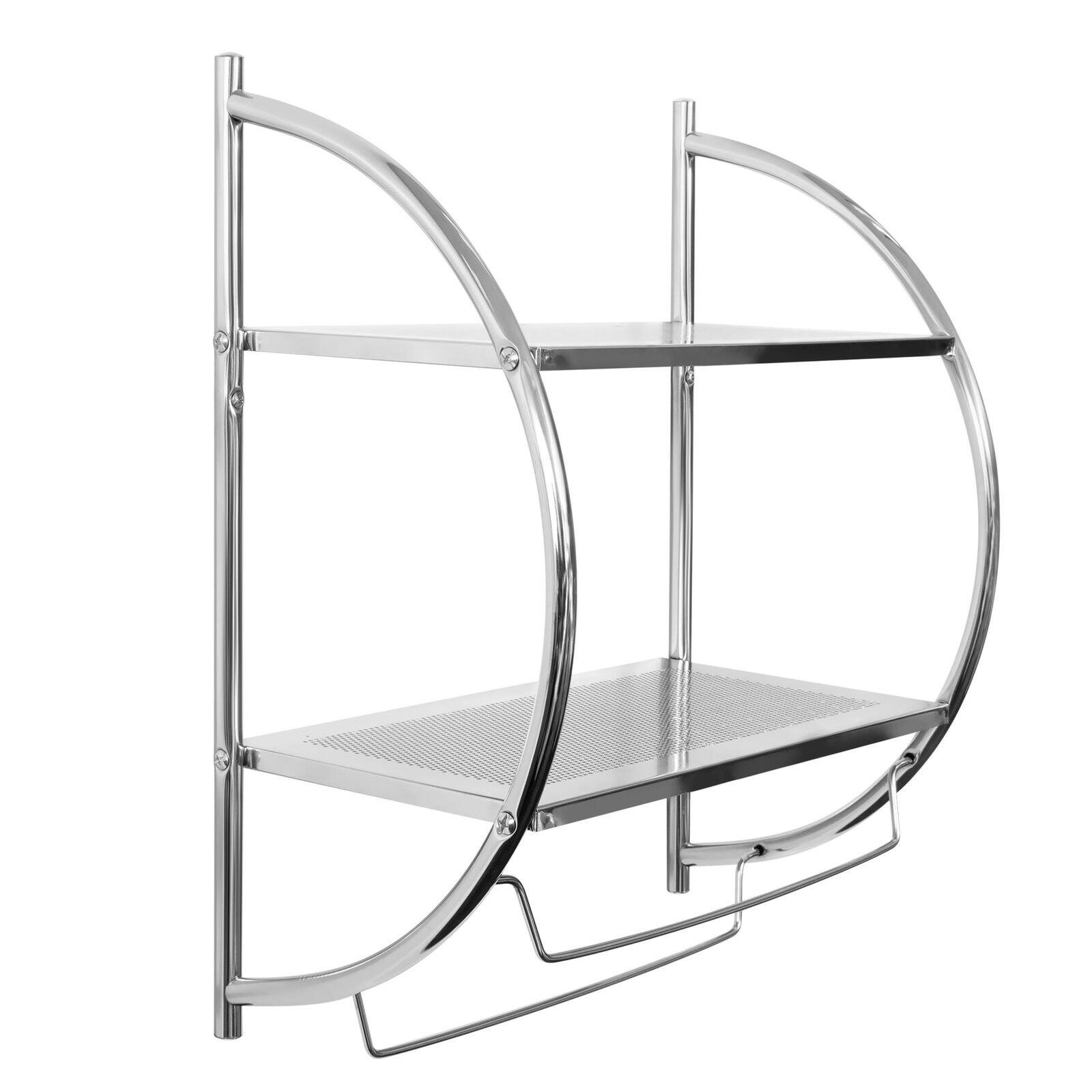 2 Tier Silver Chrome Metal Wall Mounted Bathroom Shelf On Sale Bed Bath & Beyond 37506331