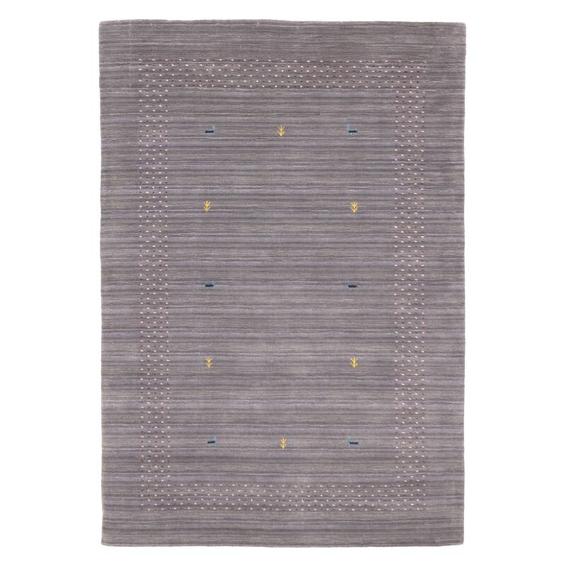 ECARPETGALLERY Hand Loomed Kashkuli Gabbeh Dark Grey Wool Rug - 4'10 x 6'11