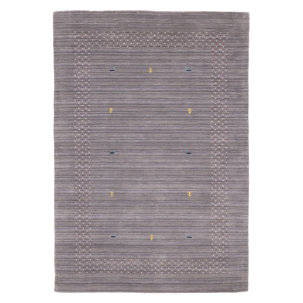 ECARPETGALLERY Hand Loomed Kashkuli Gabbeh Dark Grey Wool Rug - 4'10 x 6'11