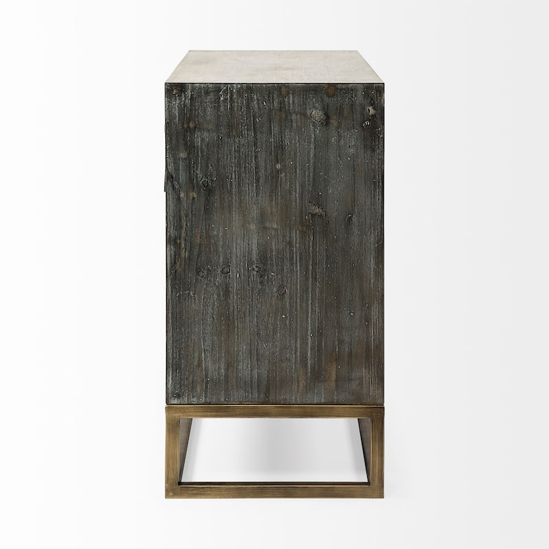 Genevieve I Gray Fir Veneer w/ Iron Frame & 3 Drawer Accent Cabinet - 39.0L x 15.7W x 30.9H