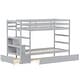 preview thumbnail 3 of 25, Costway Twin Over Twin Bunk Bed with Trundle Stairway and Storage - 39'' x 75''