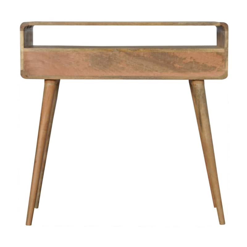 Artisan Furniture Solid Wood Curved Oak-ish Console Table,2 Drawers, 1 Shelf
