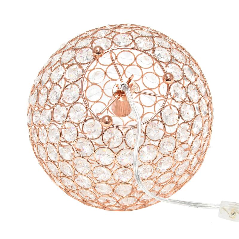 10 in. Rose Gold Finish Table Lamp, Round Lamp for End and Side Table