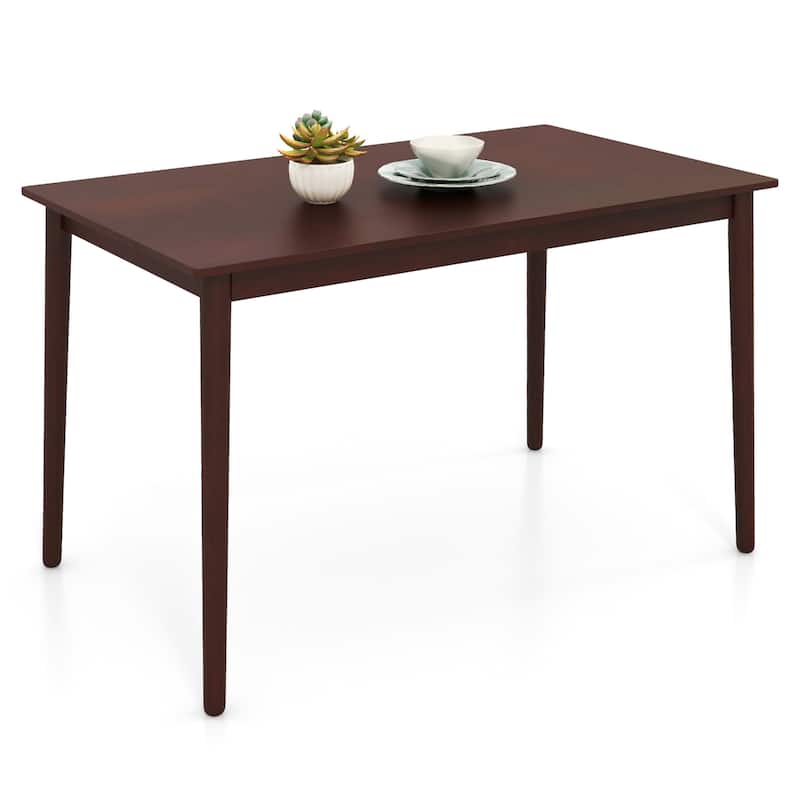 Gymax 48'' Rectangular Dining Table for 4 w/ Rubber Wood Legs Mid - Brown
