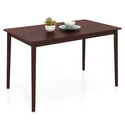 Gymax 48'' Rectangular Dining Table for 4 w/ Rubber Wood Legs Mid