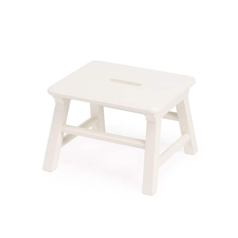 HomeRoots 10" White Solid Wood Step Stool - 10"H x 14"W x 12"D
