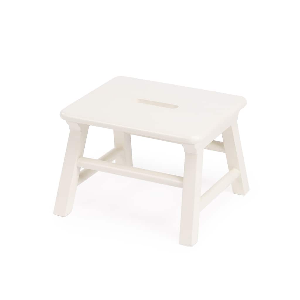HomeRoots 10" White Solid Wood Step Stool - 10"H x 14"W x 12"D
