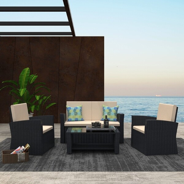 Shop Cloud Mountain Outdoor 4 Piece Patio Wicker ... (600 x 600 Pixel)