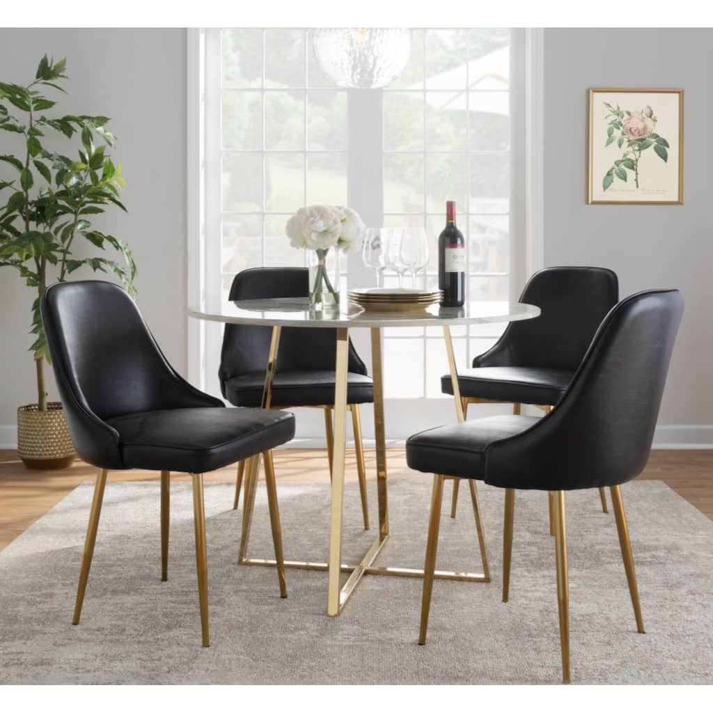Contemporary/Glam Dining Chair with Frame and Faux Leather by LumiSource - Set of 2