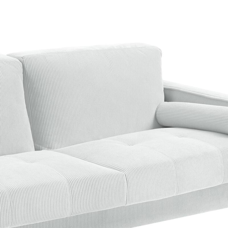 Corduroy 61.9" Loveseat Sofa Square Armrests