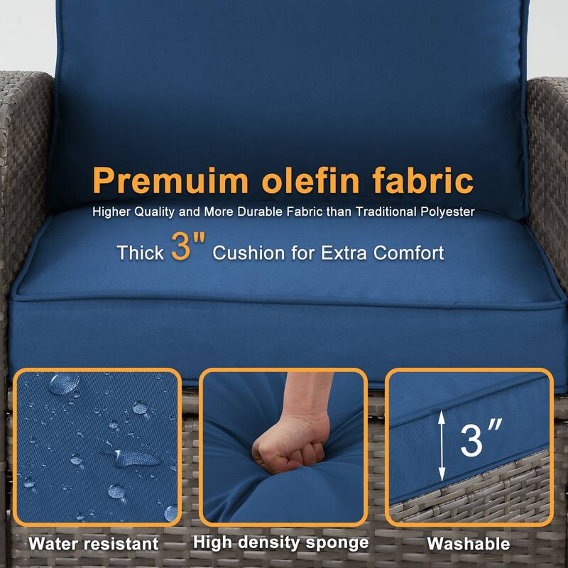 6-Piece Rattan Patio Set with Fire Pit Table, Outdoor Conversation Set with Cushions, Weather-Resistant Sofa Sectional