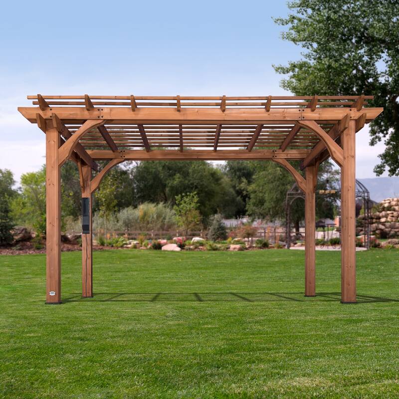 Backyard Discovery Beaumont 14'x10' Cedar Wood Pergola w/ Trellis Roof