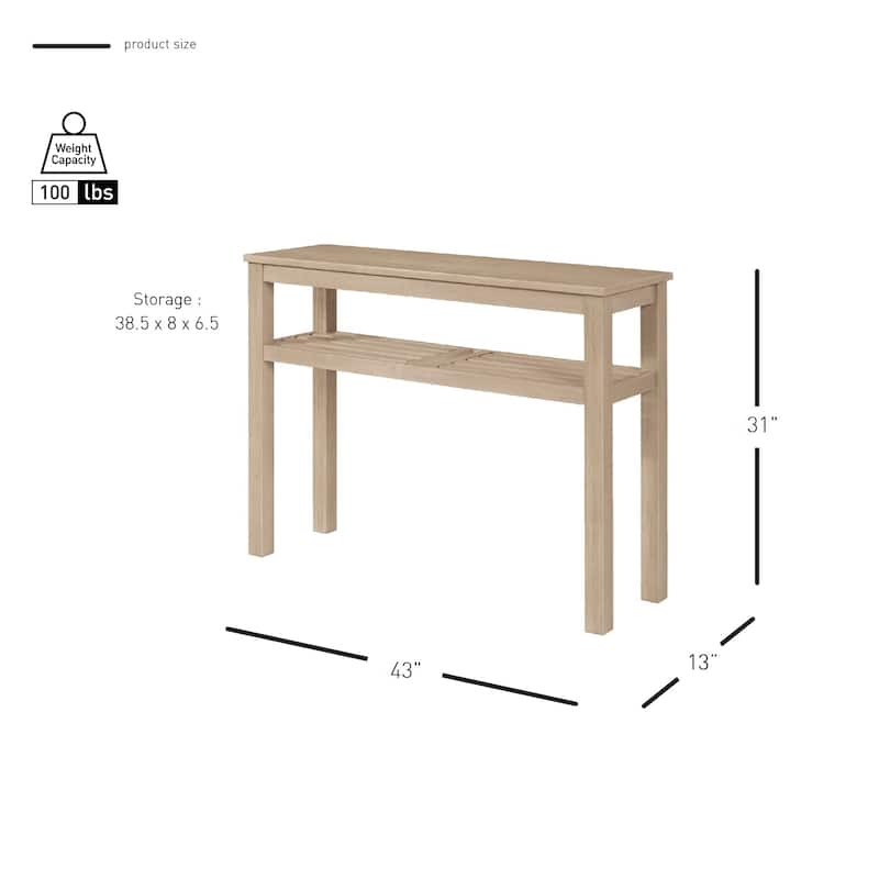 NPD Furniture Tiburon Acacia Wood Console Table with Shelf