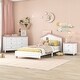 preview thumbnail 1 of 44, 3-Pieces Bedroom Sets, Platform Bed Frame with Nightstand & Storage Dresser, No Box Spring Needed, Easy Assembly White+Pink - Twin