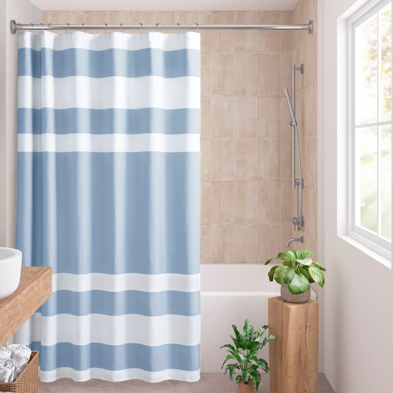 Madison Park Spa Waffle Shower Curtain with 3M Treatment - 72x84" - Blue