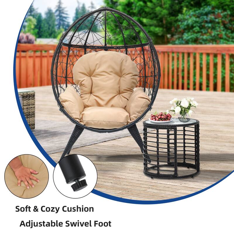 Egg Chair with Stand Outdoor Egg Lounge Chair with Cushion