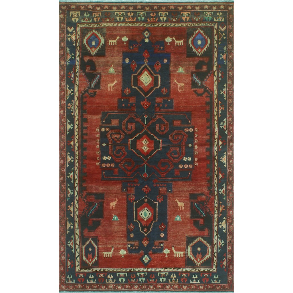 Noori Rug Fine Vintage Distressed Harriet Navy/Rust Rug - 5'2" x 8'10"