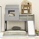 preview thumbnail 20 of 23, Twin Over Twin Loft Bunk Bed Playhouse Bedframe with Slide and Roof