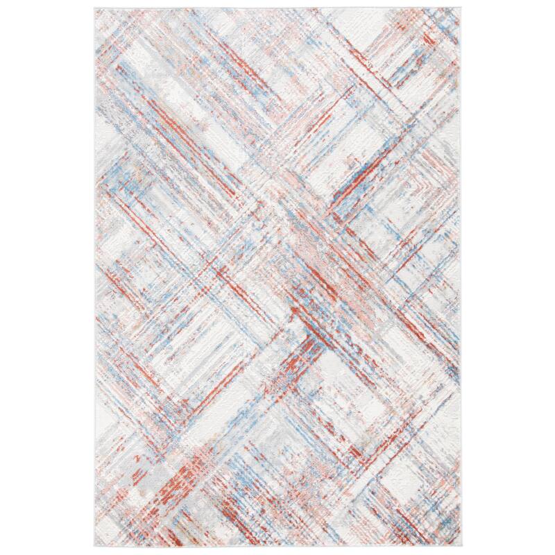 SAFAVIEH Shivan Cristele Modern Abstract Rug - 6'7" Square - Ivory/Rust