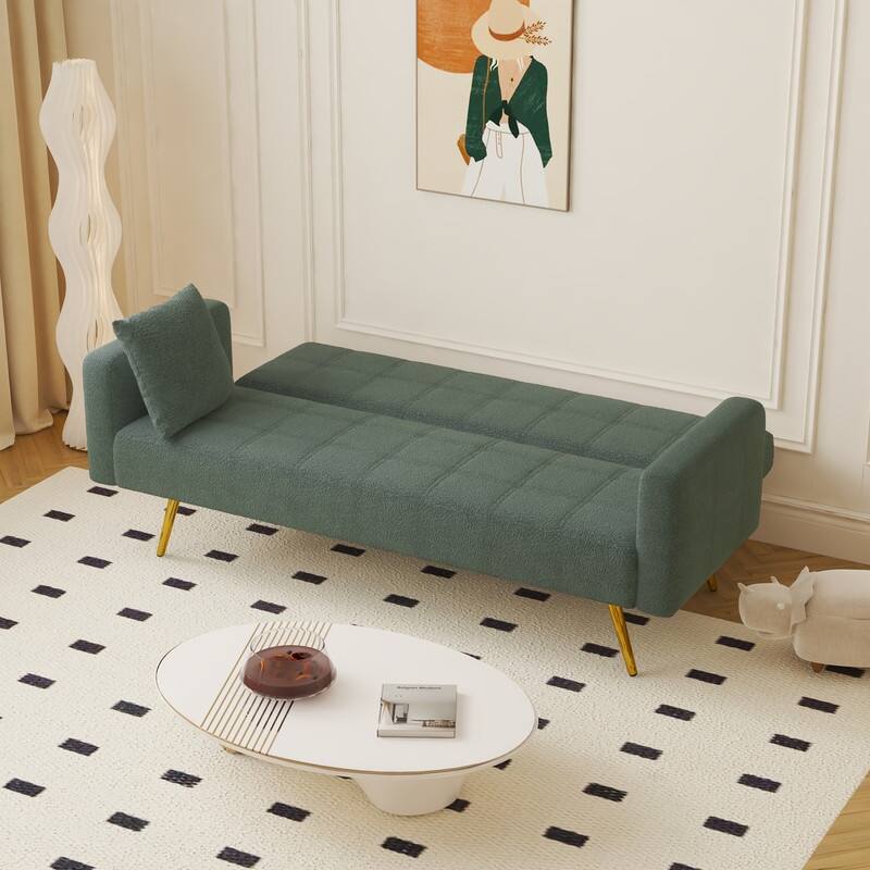 71.26" Teddy Velvet Three-Seater Sofa Bed,Beige