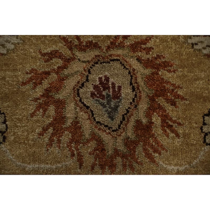 Hand Knotted Oriental 100% Wool Carpet Traditional Floral Brown Agra Area Rug - 12' 3'' X 9' 2''