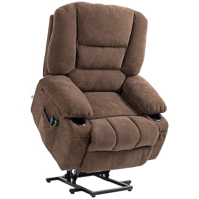 Luxurious Power Lift Fabric Recliner Chair Sofa with Massage and Heat with Remote Control,Side Pockets