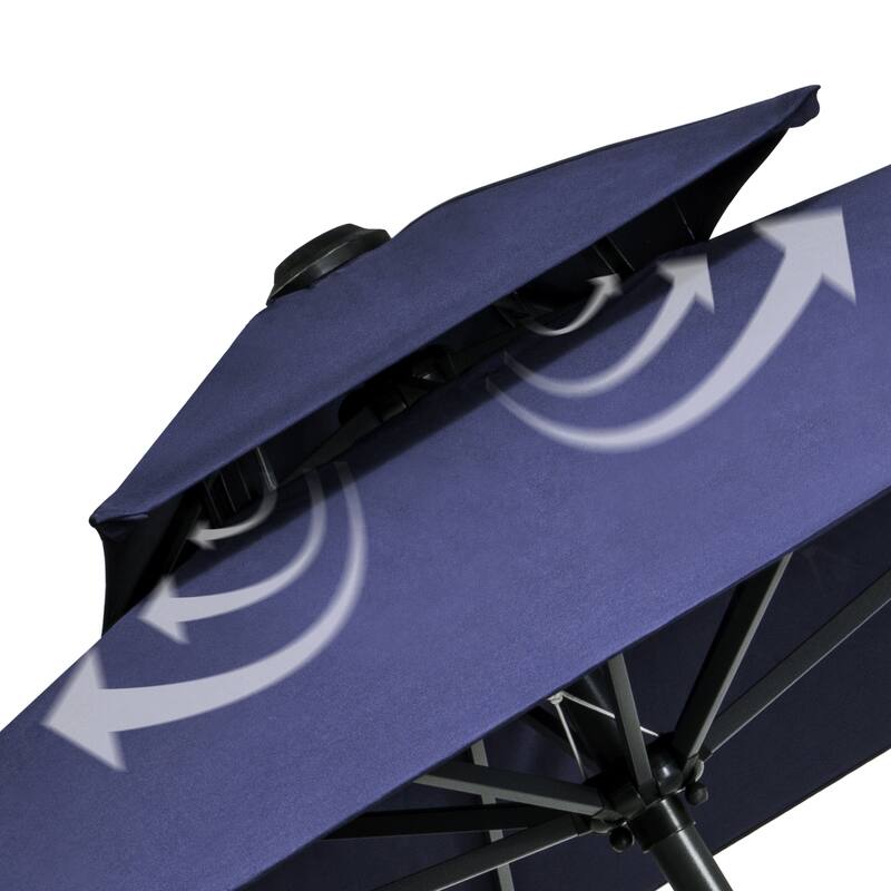 Pellebant 9 x 5 Ft Outdoor Double Top Market Umbrella