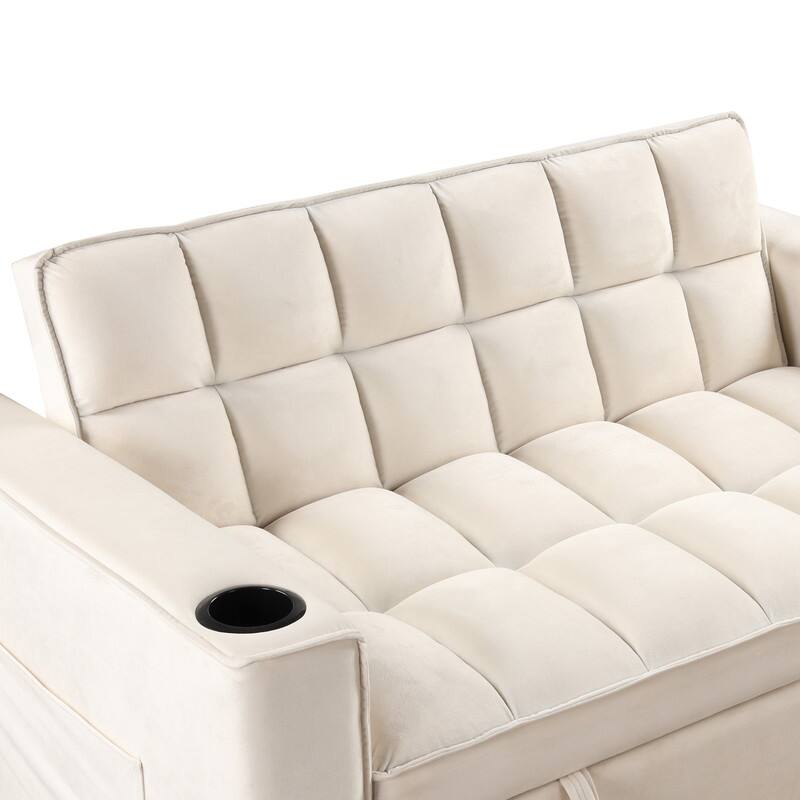 4-1 Multi-Functional Sofa Bed, 55.3" Sleeper Sofa Bed with Cup Holder & USB Port, Convertible Sleeper Couch Bed for Living Room
