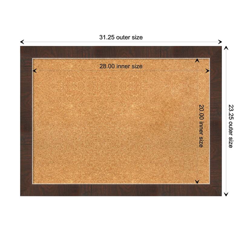Wildwood Brown Narrow Framed Cork Bulletin Memo Board