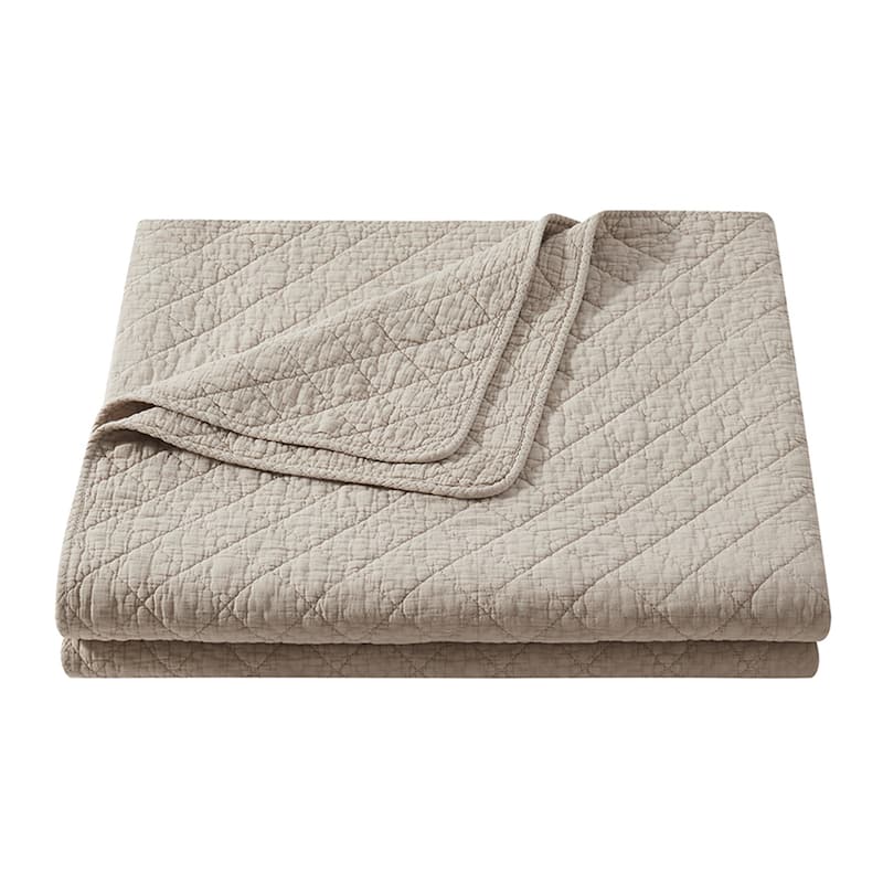 HiEnd Accents Stonewashed Cotton Gauze Traditional Style Solid Color Diamond Stitch 1 Piece Quilt