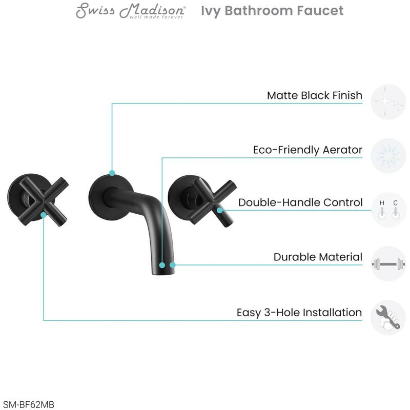 Swiss Madison SM-BF62 Ivy 1.2 GPM Wall Mounted Widespread Bathroom