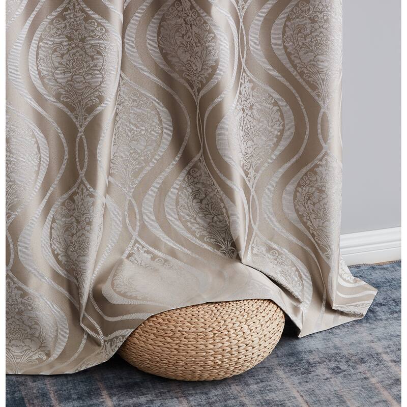 HLC.me Montero Damask 100% Full Complete Blackout Heavy Insulated Energy Savings Grommet Curtain Panels, 2 Panels