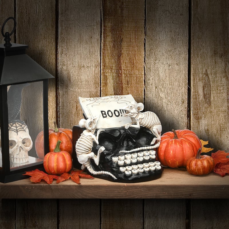 National Tree Company Halloween Skull Shaped Typewriter Decoration, 8 Inches