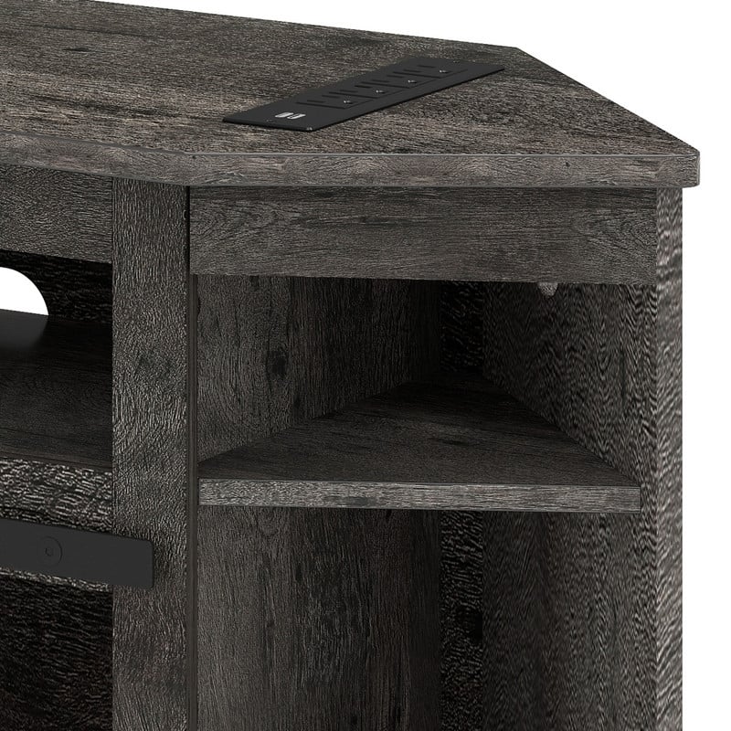 Moasis 47.2" W Corner TV Stand with Power Outlet, Barned-Door Cabinet