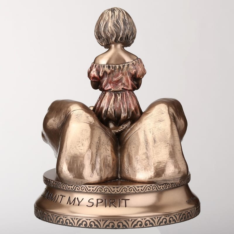 5.71 inches Height Cold Cast Bronze Little Girl Kneeling Prayer Into Bronze Finish Figurine