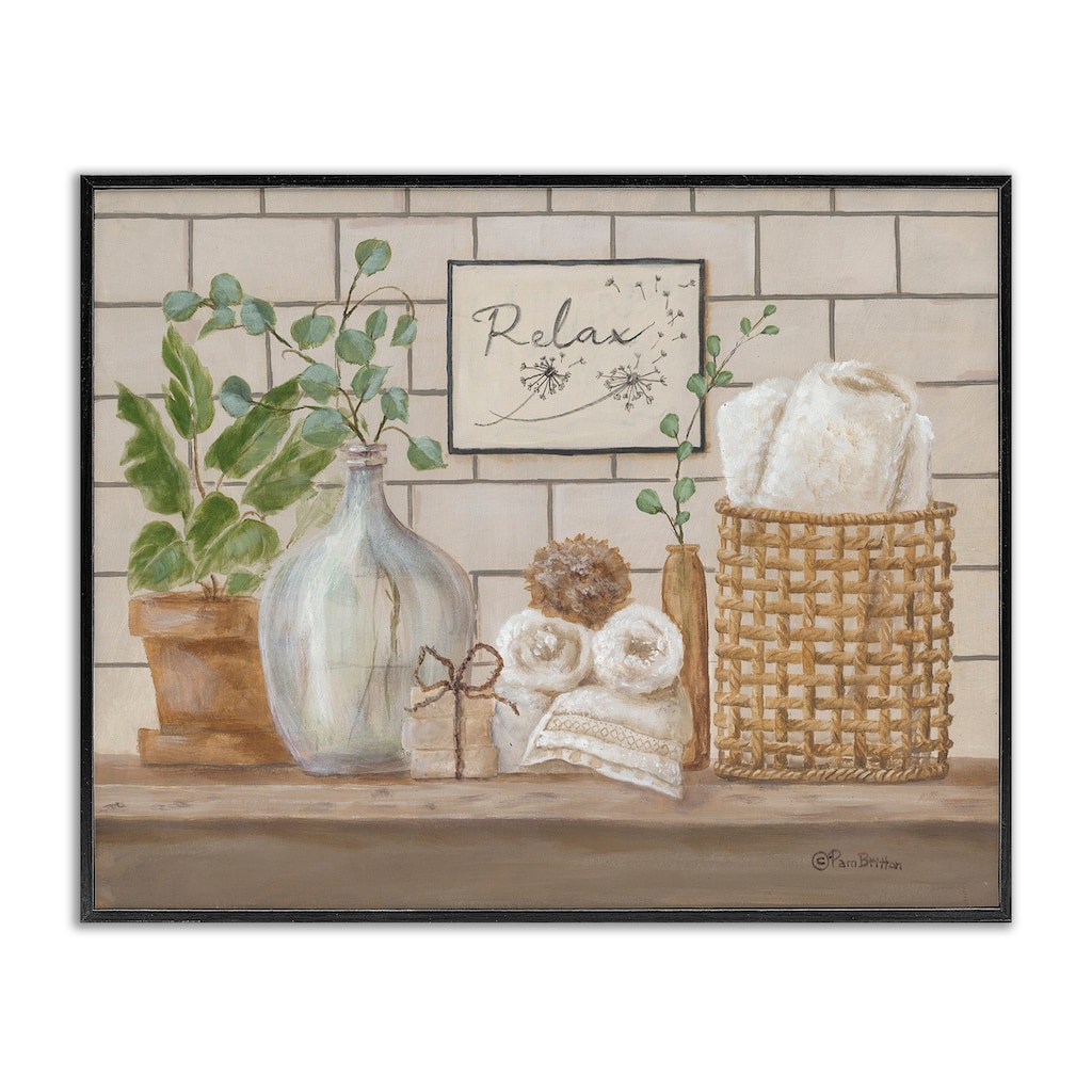 Stupell Uplifting Bathroom Spa Relax Scene Framed Giclee Texturized Wall Art, Design By Pam Britton