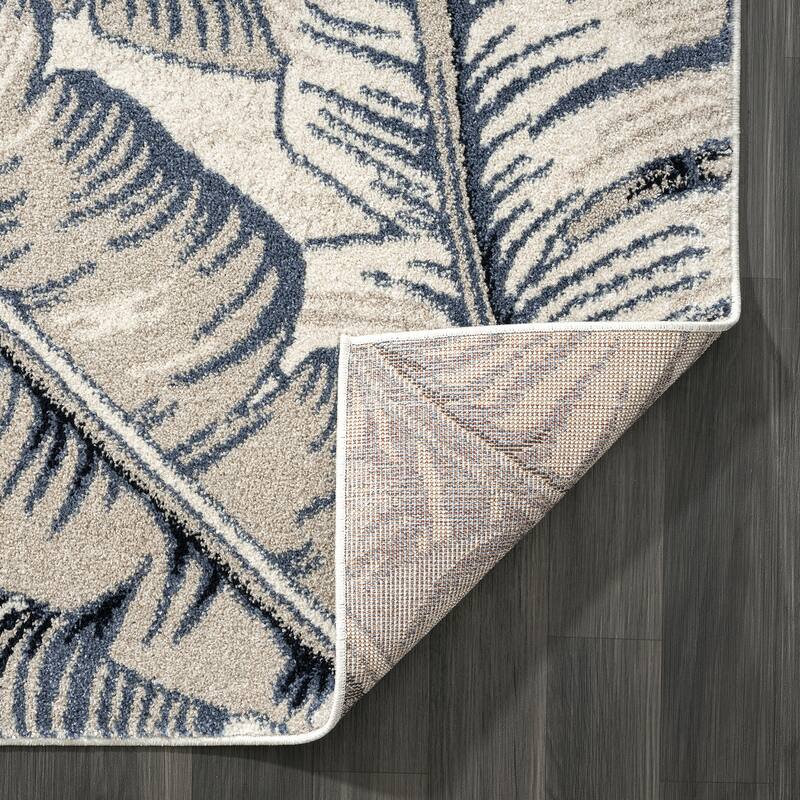 Abani Rugs Sedona SED220A Tropical Leaf Blue Beige Area Rug