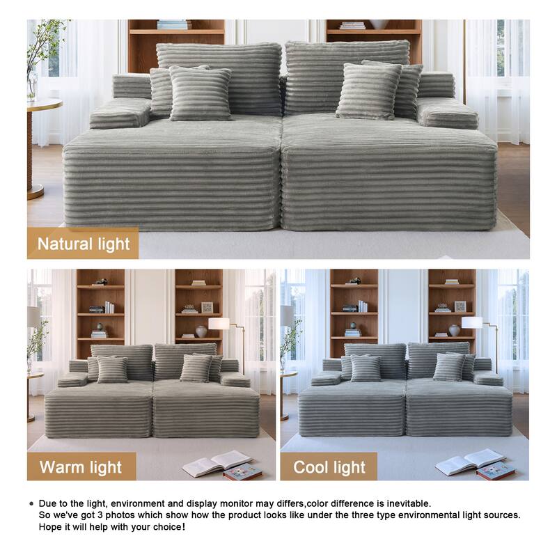2 - Piece Upholstered Sectional Couch Sleeper Sofa L-Shape Chaise with Pillow